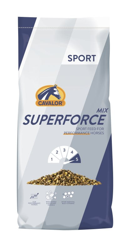 Cavalor SPORT Superforce Expert 20kg - mieszanka dla koni wyczynowych, które wykonują krótkie ale męczące aktywności (np. skoki, wyścigi)