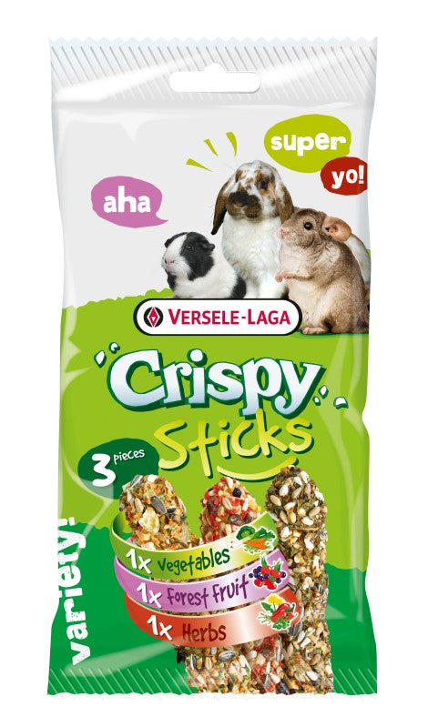 Crispy Sticks Herbivores Triple Variety Pack 165g - 3 kolby dla królików, kawii domowych, szynszyli i koszatniczek