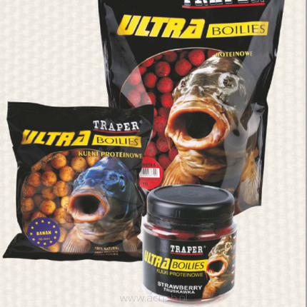 Kulki Proteinowe Traper Ultra 1kg 16mm TRUSKAWKA