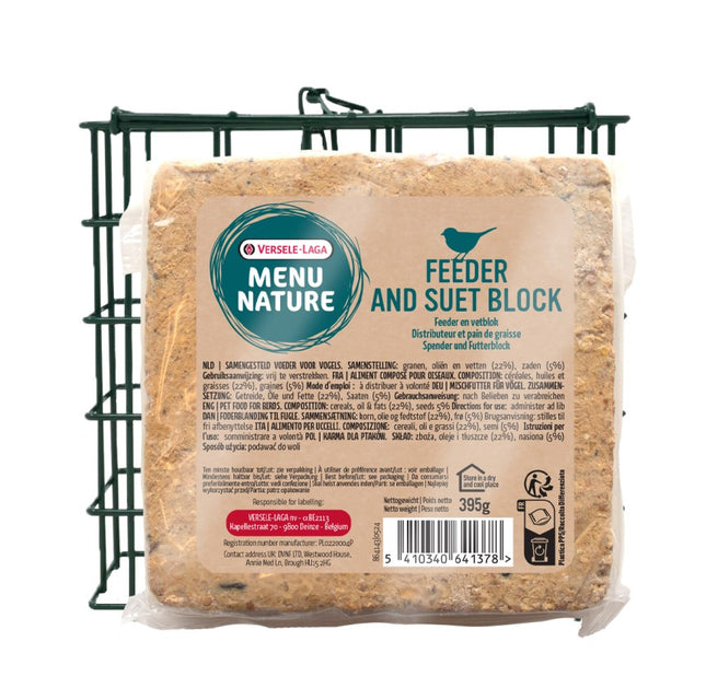MN Feeder with Suetblock - Blok tłuszczowy z nasionami + wielorazowy karmnik 395g