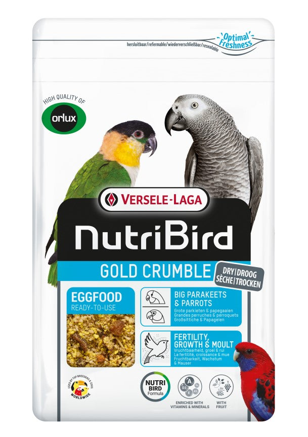 NutriBird Gold Crumble Big Parakeets & Parrots 800g - suchy pokarm jajeczny dla średnich i dużych papug
