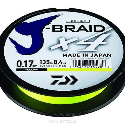 Plecionka J-Braid X4 żółty 135m