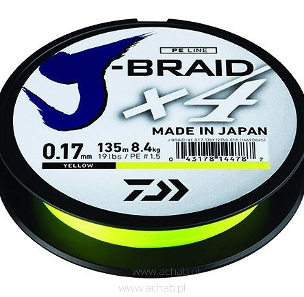 Plecionka J-Braid X4 żółty 135m