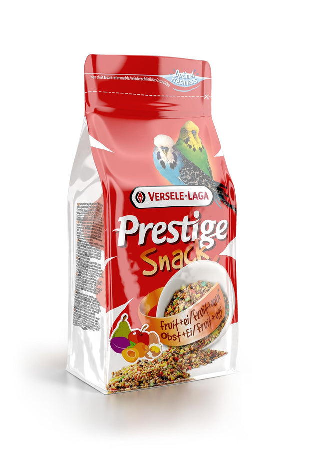 Prestige Snack Parakeets 125g - przysmak z biszkoptami i owocami dla średnich papug