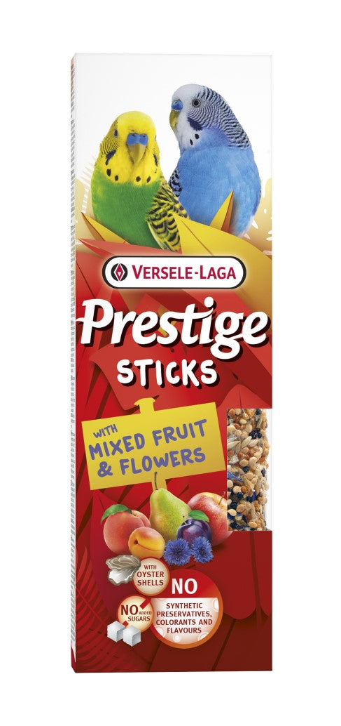 Prestige Sticks Small Parakeets with Mixed Fruit & Flowers 60g - kolby z miksem owoców i kwiatami dla małych papużek