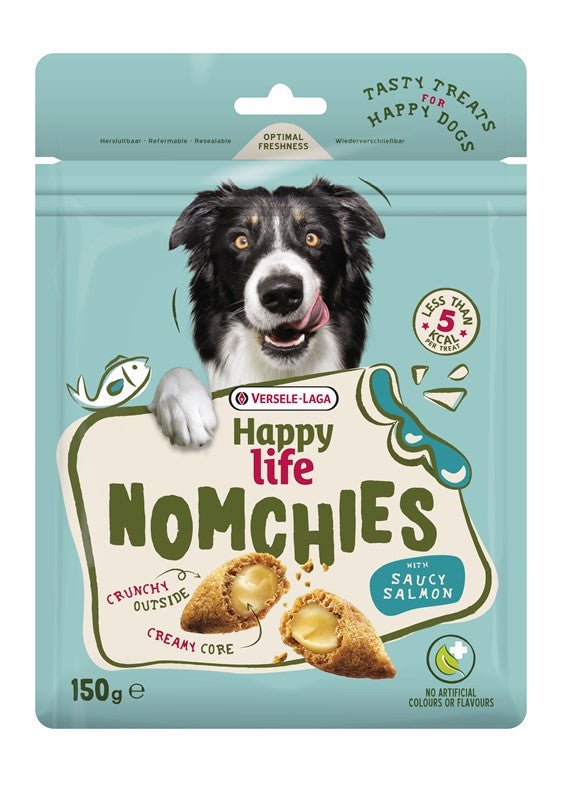 Snack NOMCHIES with SAUCY SALMON 150g - przysmak wspierający wygląd sierści z cynkiem, wit. A i biotyną