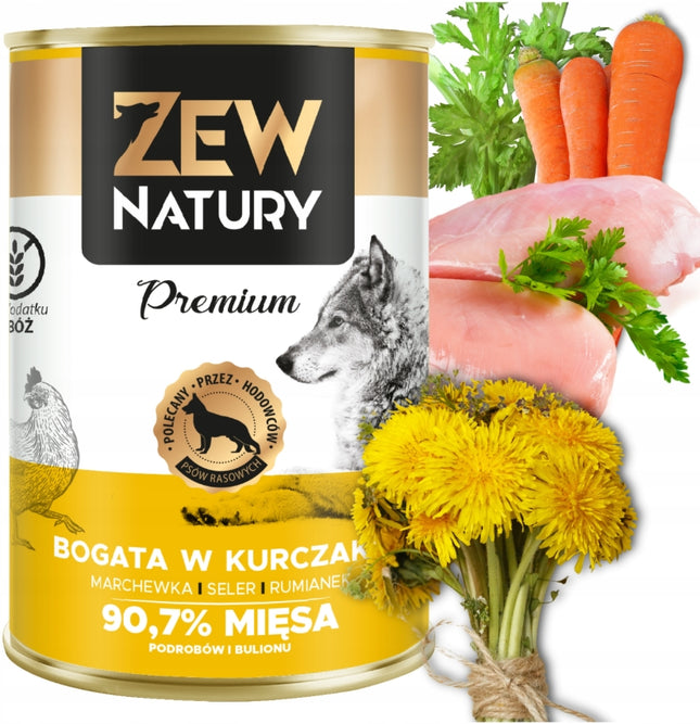 Mokra Karma Dla Psa Bogata w Kurczaka Puszka 400g Zew Natury PREMIUM