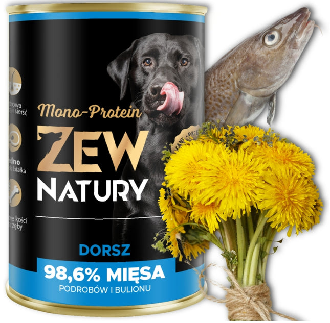 Karma dla Psa Mokra ZEW NATURY 400g Dorsz Cała Ryba dla Dorosłych Psów