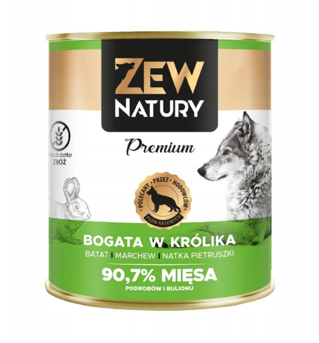 Mokra Karma Dla Psa Bogata w Królika Puszka 800g Zew Natury PREMIUM