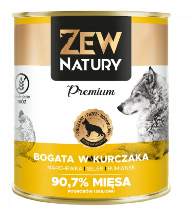 Mokra Karma Dla Psa Bogata w Kurczaka Puszka 800g Zew Natury PREMIUM