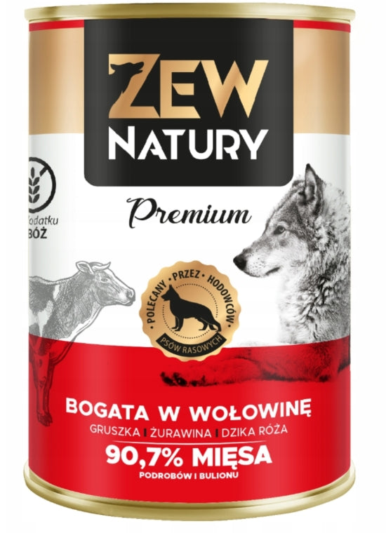 Mokra Karma dla Psa ZEW NATURY 800g Bogata w Wołowinę Dla Dorosłych Psów