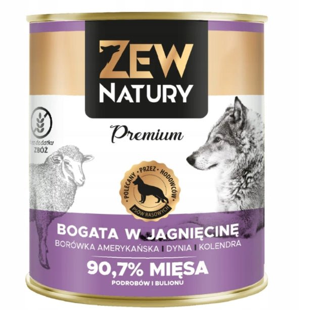 Mokra Karma Dla Psa Bogata w Jagnięcinę Puszka 800g Zew Natury PREMIUM